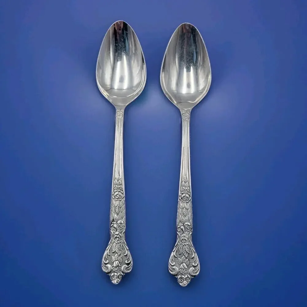 Versailles by MSI Stainless Japan 7 1/4” Tablespoon w/ flowers Set 2 Vtg